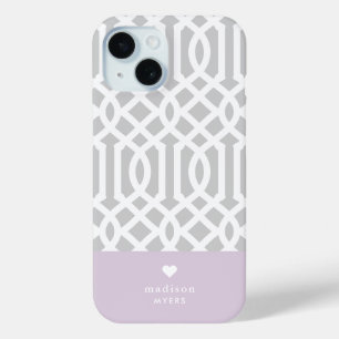 Paarse en grijze traliewerk hart monogram