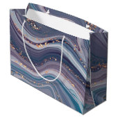 Paarse en grijze vloeibare marmer groot cadeauzakje (Achterkant Gekanteld)