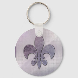 Paarse en grijze vloour-de-lis sleutelhanger