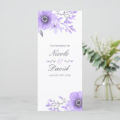 Paarse en Grijze Waterverf Bloemen Huwelijk Progra Programma (Staand voorkant)