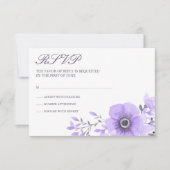 Paarse en Grijze Waterverf Bloemenbruiloft RSVP (Voorkant)