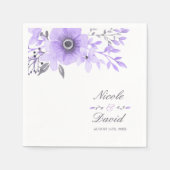 Paarse en Grijze Waterverf Bloemenbruiloft Servet (Voorkant)