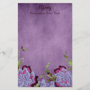  Paarse en groen Floral Briefpapier