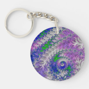 Paarse en groen fractal sleutelhanger