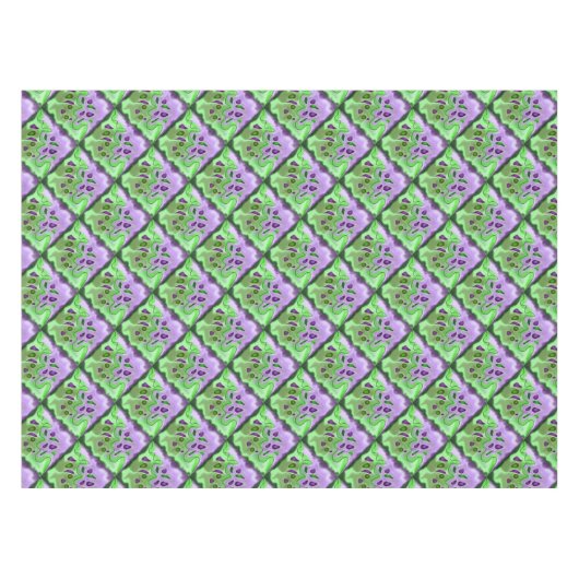 Paarse en groene Abstracte vierkantjes Tafel Tafelkleed (Voorkant (Horizontaal))