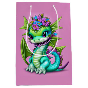 Paarse en groene Baby Dragon Medium Cadeauzakje