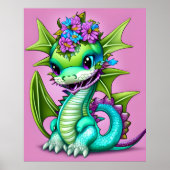 Paarse en groene Baby Dragon Poster (Voorkant)