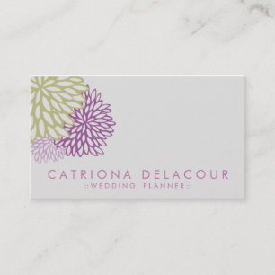 Paarse en groene bloemen Stijlvol Visitekaartje