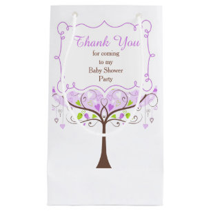 Paarse en groene bloemenvogel Baby shower Dank u Klein Cadeauzakje