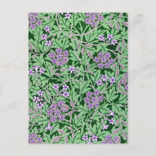 Paarse en groene bloempatroon briefkaart