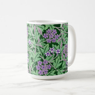 Paarse en groene bloempatroon koffiemok