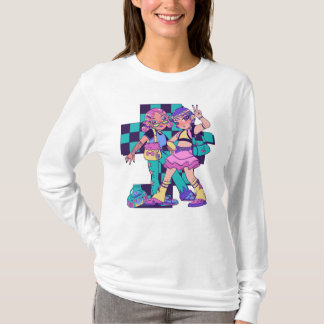 Paarse en groene Bold Girl T-Shirt. T-shirt