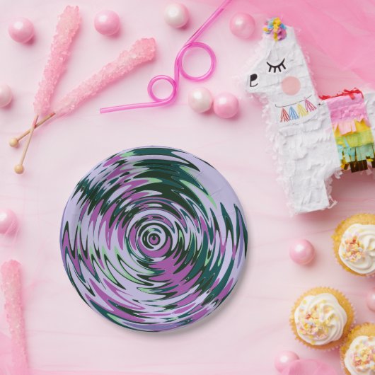 Paarse en groene Borden - Abstracte papierdiskette Papieren Bordje (Feest)