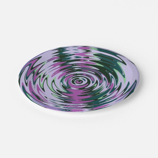 Paarse en groene Borden - Abstracte papierdiskette Papieren Bordje (Gekanteld)