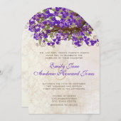 Paarse en groene Cherry Blossom Tea Stain Kaart (Voorkant / Achterkant)