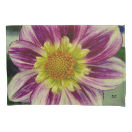 Paarse en groene dahlia kussensloop