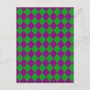 Paarse en groene diamantglitter briefkaart