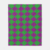 Paarse en groene diamantglitter fleece deken (Voorkant)