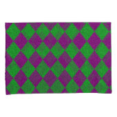 Paarse en groene diamantglitter kussensloop (Voorkant-Rechts)