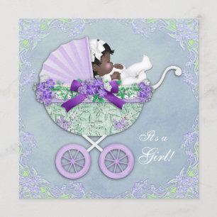 Paarse en groene etnische babyshower kaart