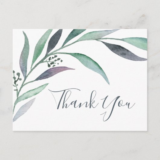 Paarse en groene Eucalyptus Dank u Briefkaart (Voorkant)