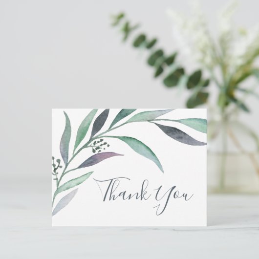 Paarse en groene Eucalyptus Dank u Briefkaart (Staand voorkant)