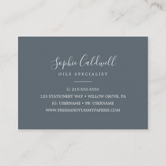 Paarse en groene Eucalyptus | Grijze Visitekaartje (Achterkant)