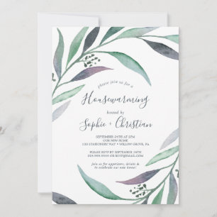 Paarse en groene Eucalyptus Housewarming Party Kaart