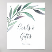 Paarse en groene Eucalyptus Kaarten en Cadeaus Bor Poster (Voorkant)