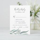 Paarse en groene Eucalyptus Menu Keuze RSVP-kaart (Staand voorkant)