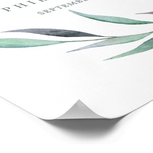 Paarse en groene Eucalyptus Welkomstbruiloft Poster (Hoek)