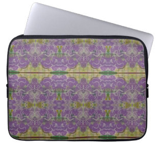 Paarse en groene Floral Laptop Sleeve