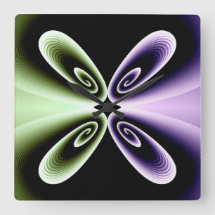 Paarse en groene Floral Petal Digital Pattern Vierkante Klok