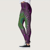 Paarse en groene fractale illusie leggings (Links)