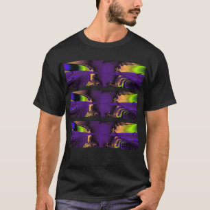 Paarse en groene funky Fractal Art. T-shirt
