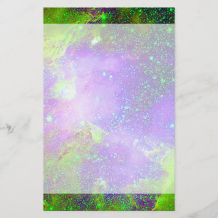 paarse en groene Galaxy Nevel ruimte afbeelding. Briefpapier