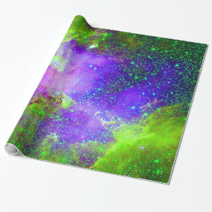 paarse en groene Galaxy Nevel ruimte afbeelding. Cadeaupapier