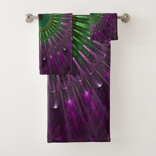 Paarse en groene glazen fractaal bad handdoek (Insitu)