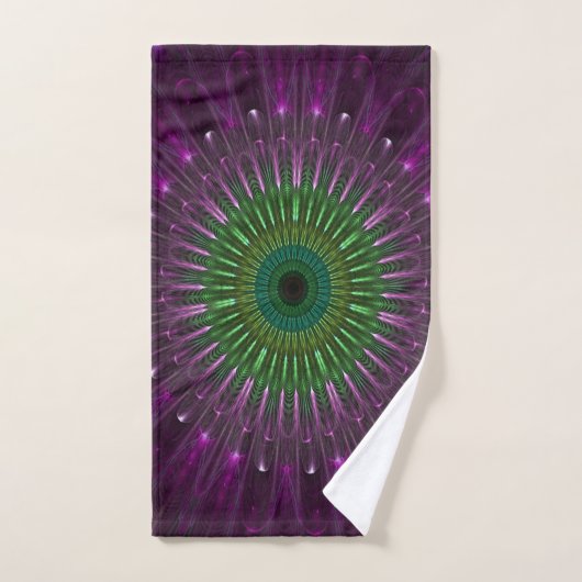 Paarse en groene glazen fractaal bad handdoek (Handdoek)
