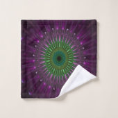 Paarse en groene glazen fractaal bad handdoek (Wasdoekje)