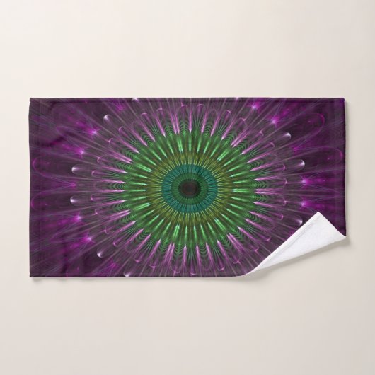Paarse en groene glazen fractaal bad handdoek (Handdoek)