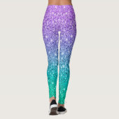 Paarse en groene glittertextuur ombre leggings (Achterkant)