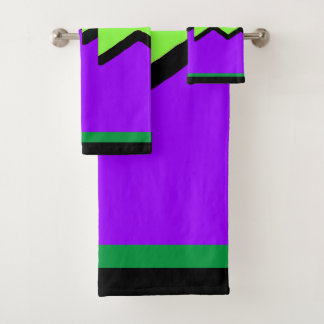 Paarse en groene jagged geo bad handdoek