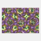 Paarse en groene kerstfractaaltextuur inpakpapier vel (Voorkant)