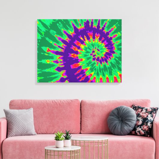 Paarse en groene kleurstof canvas afdruk (Insitu (Woonkamer))