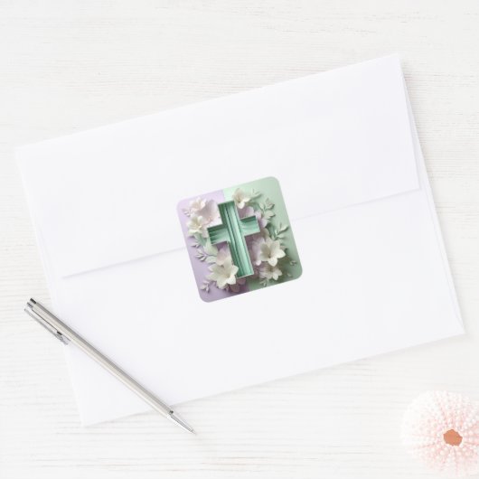Paarse en Groene Kruis Sticker Ai ontwerp (Envelop)