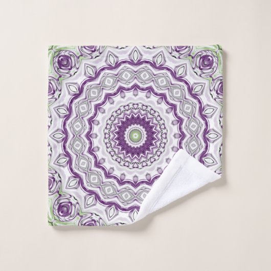 Paarse en groene mandala patroon ontwerp bad handdoek (Wasdoekje)