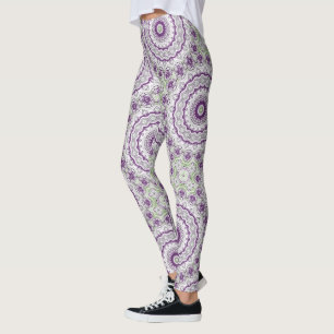 Paarse en groene mandala patroon ontwerp leggings