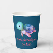 Paarse en groene manie met de Zee Papieren Bekers (Achterkant)