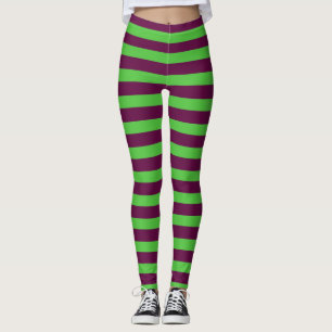 Paarse en groene monster Costume Halloween Stripes Leggings